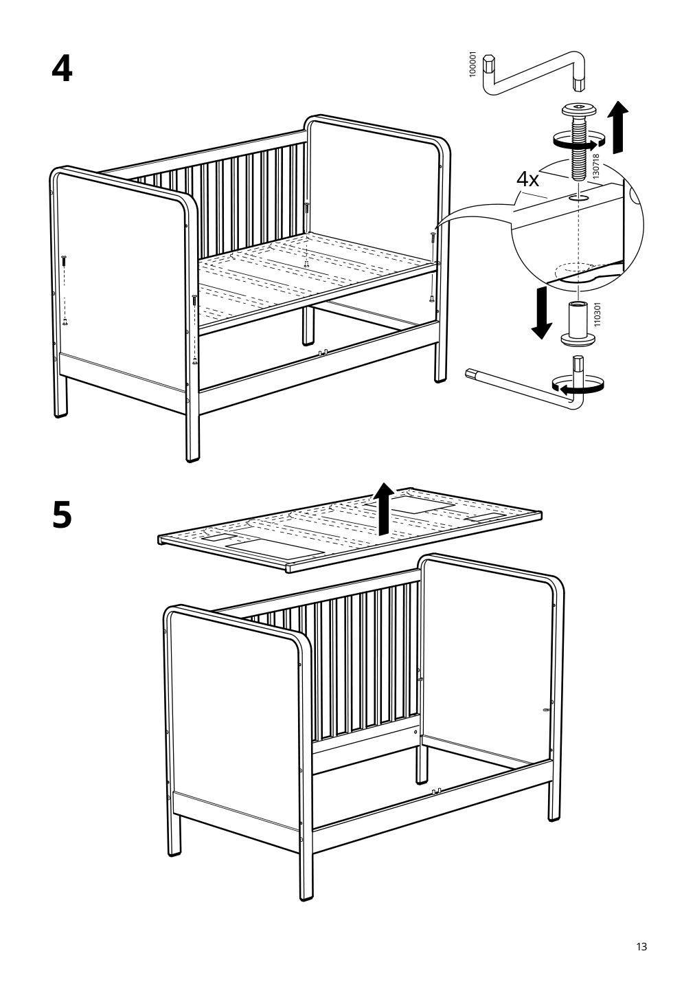 Assembly instructions for IKEA Aelskvaerd crib birch white | Page 13 - IKEA ÄLSKVÄRD crib 503.148.09