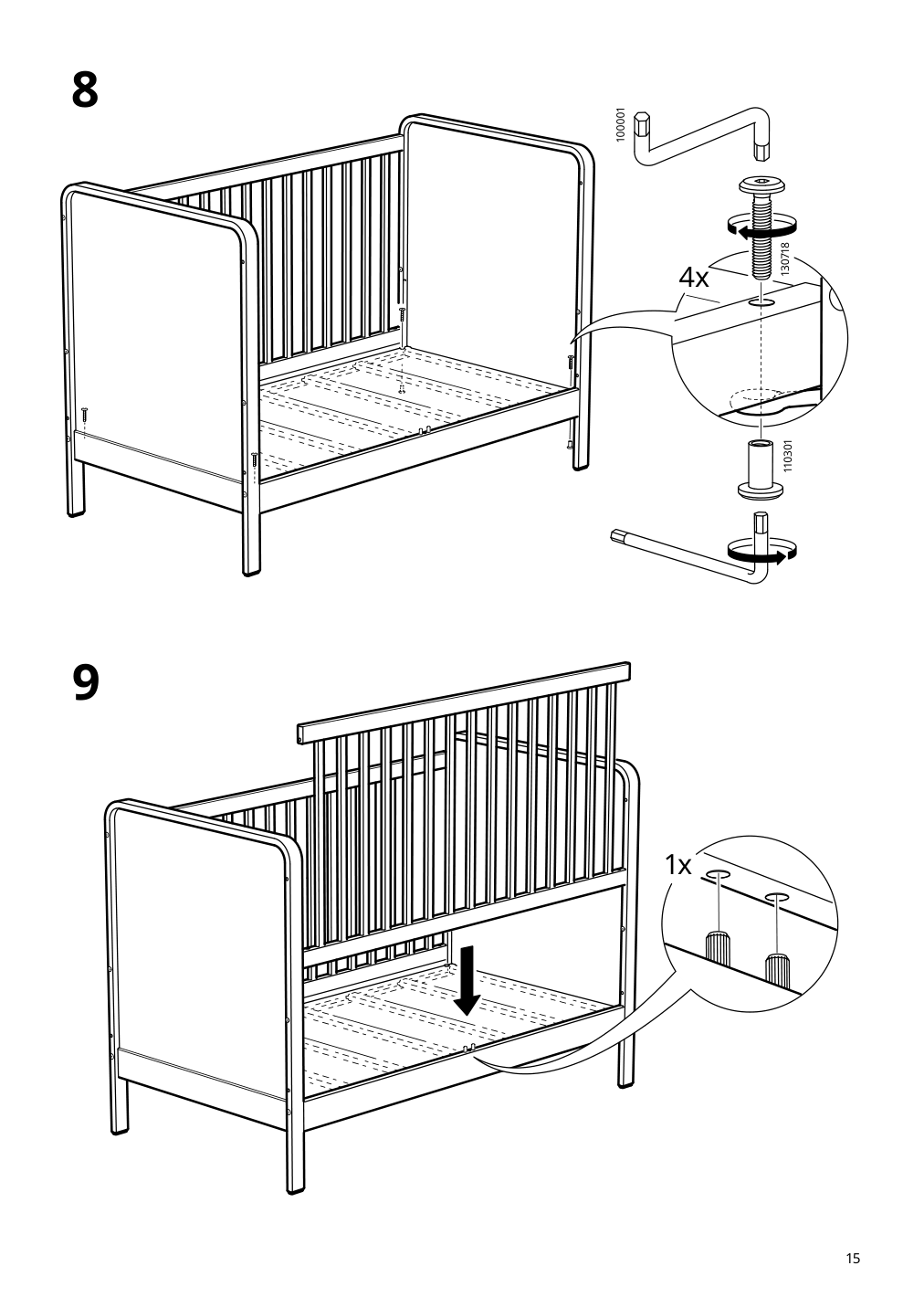 Assembly instructions for IKEA Aelskvaerd crib birch white | Page 15 - IKEA ÄLSKVÄRD crib 503.148.09