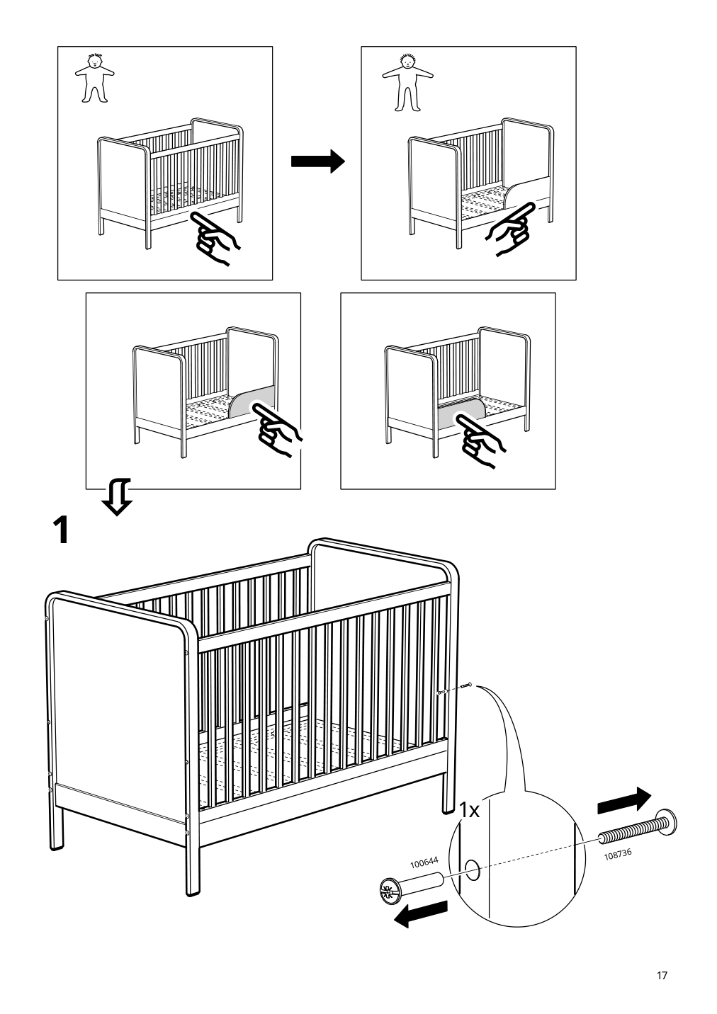 Assembly instructions for IKEA Aelskvaerd crib birch white | Page 17 - IKEA ÄLSKVÄRD crib 503.148.09