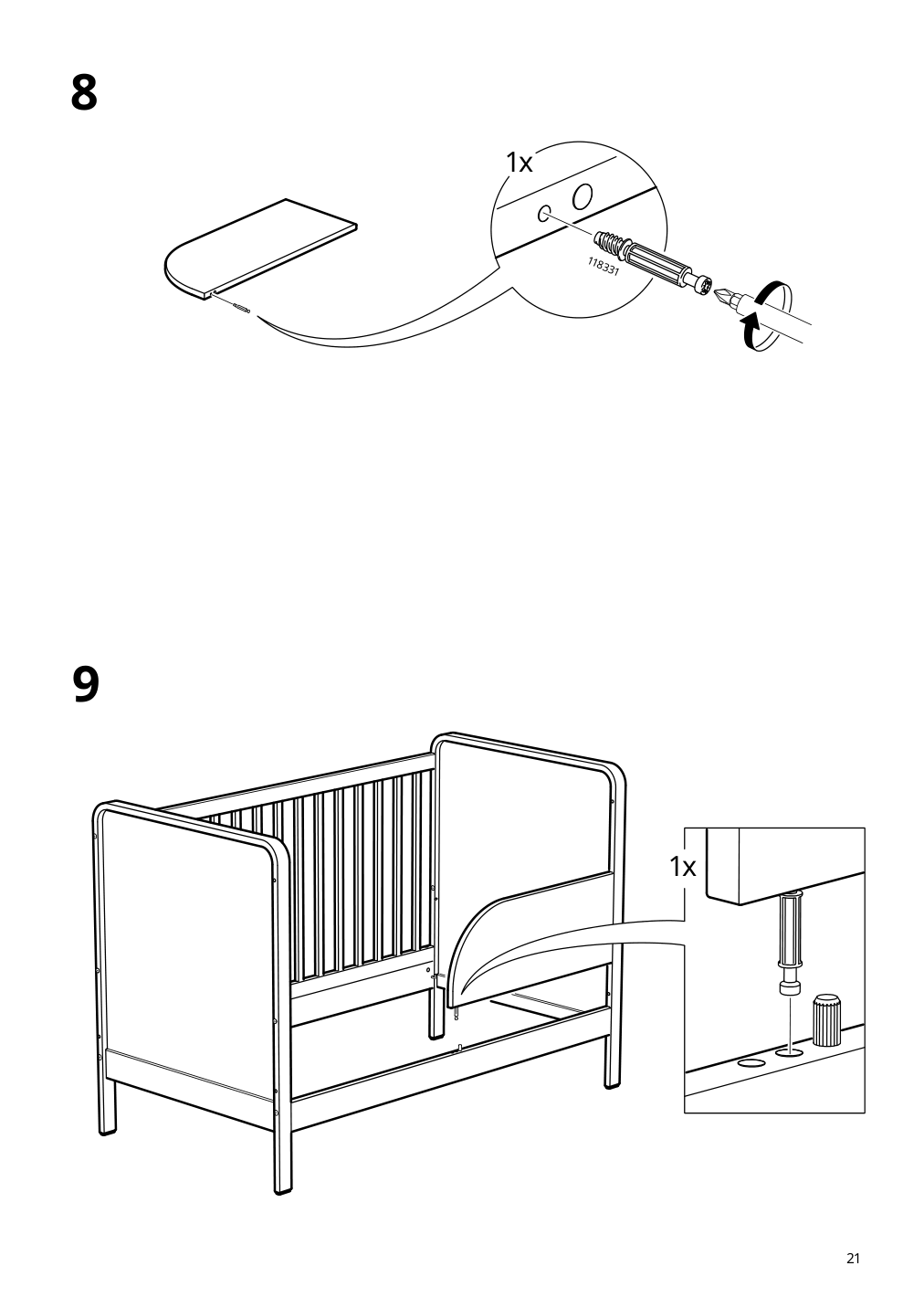 Assembly instructions for IKEA Aelskvaerd crib birch white | Page 21 - IKEA ÄLSKVÄRD crib 503.148.09