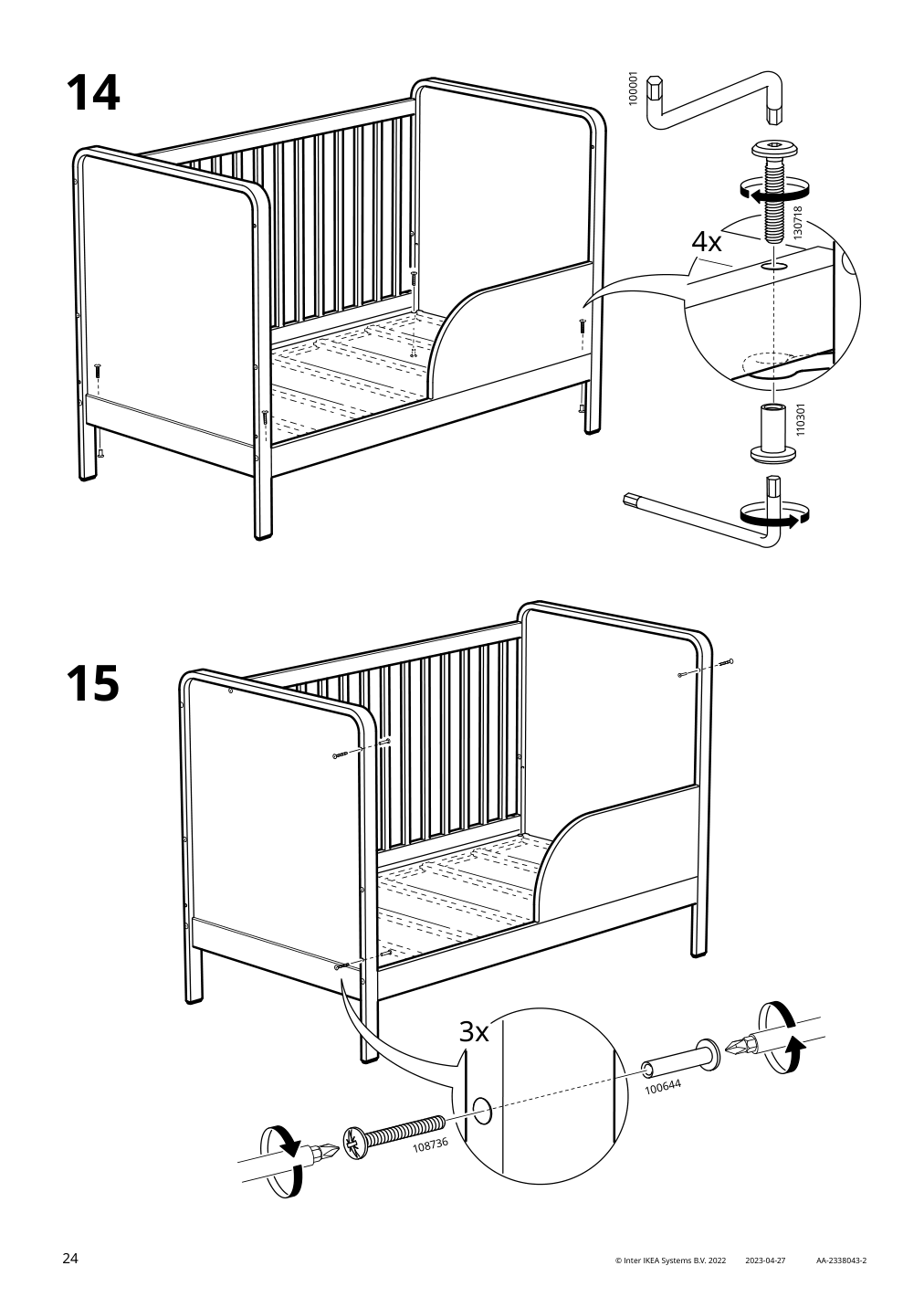 Assembly instructions for IKEA Aelskvaerd crib birch white | Page 24 - IKEA ÄLSKVÄRD crib 503.148.09