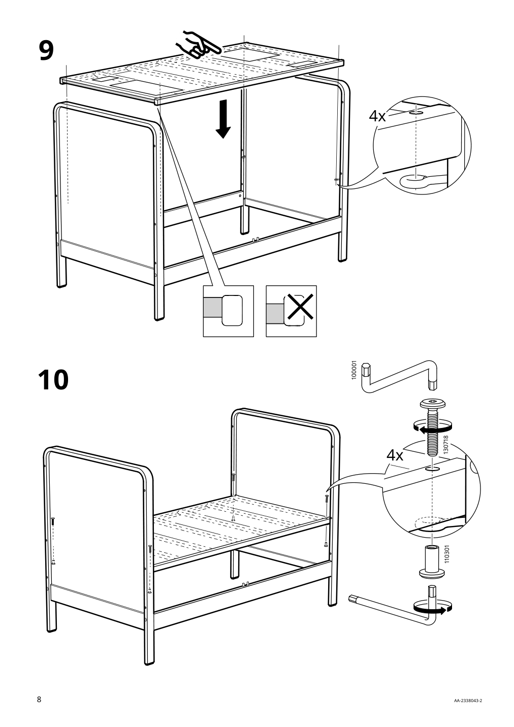 Assembly instructions for IKEA Aelskvaerd crib birch white | Page 8 - IKEA ÄLSKVÄRD crib 503.148.09