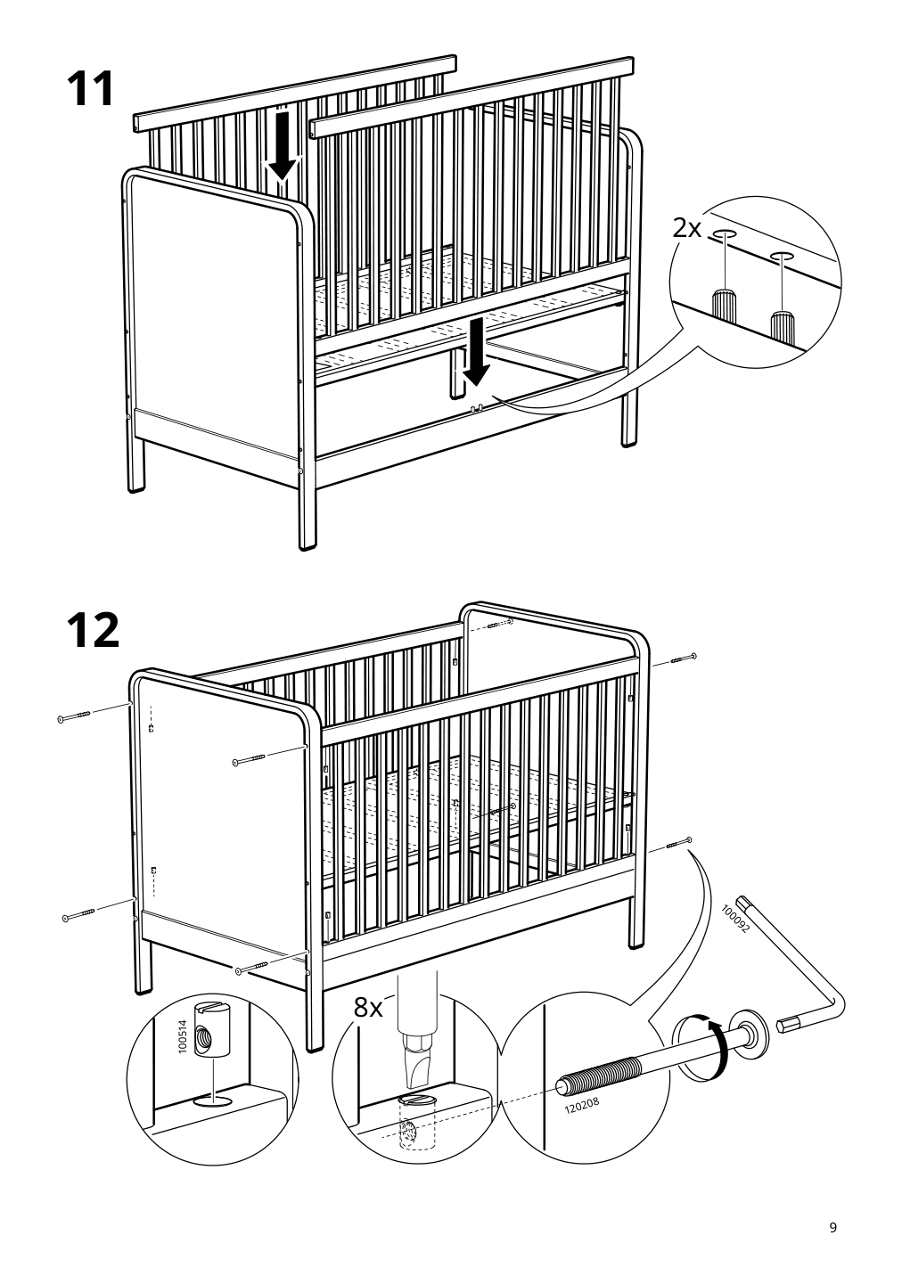 Assembly instructions for IKEA Aelskvaerd crib birch white | Page 9 - IKEA ÄLSKVÄRD crib 503.148.09