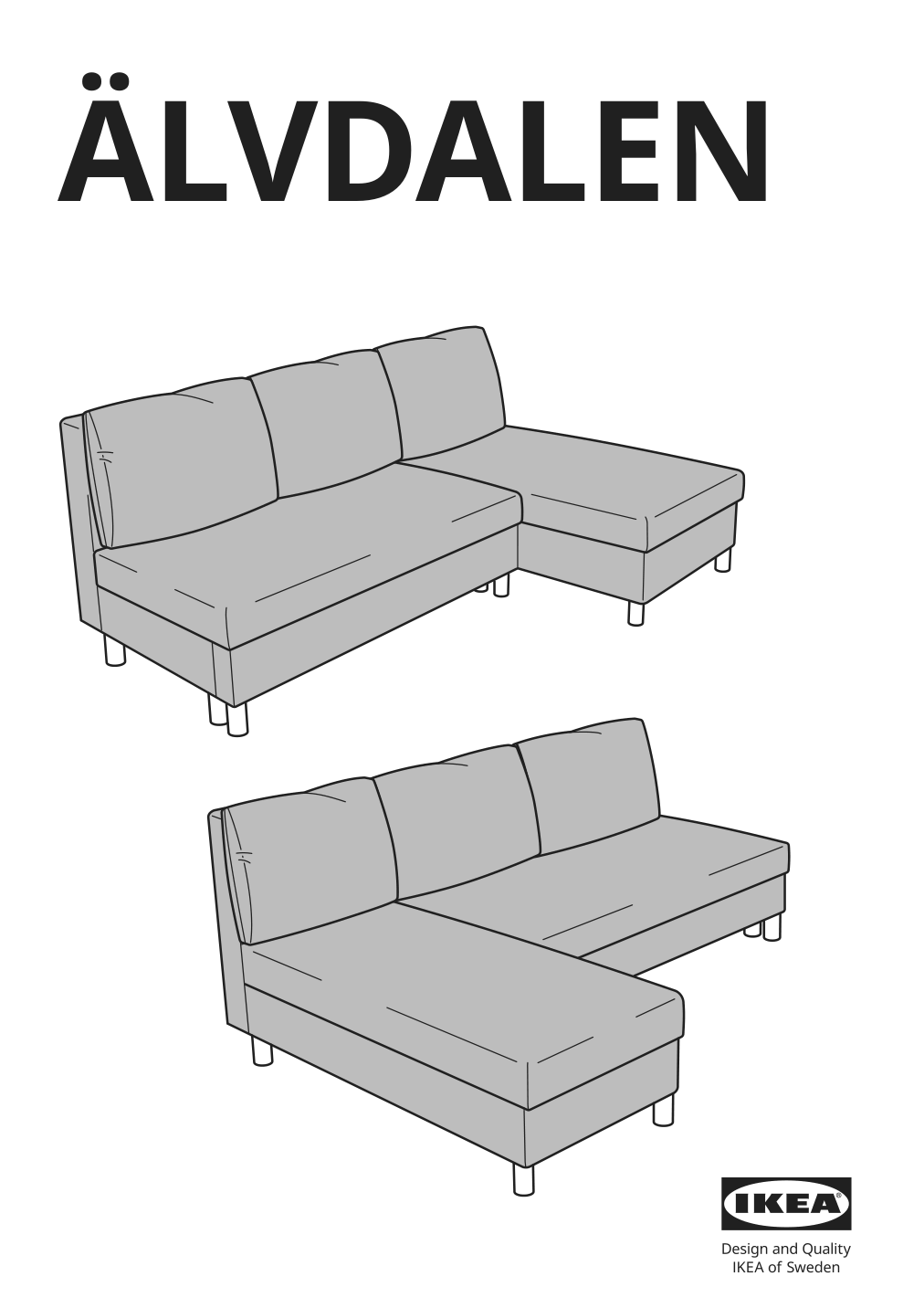 Assembly instructions for IKEA Aelvdalen 3 seat sleeper sofa with chaise knisa gray beige | Page 1 - IKEA ÄLVDALEN 3-seat sleeper sofa with chaise 105.306.69