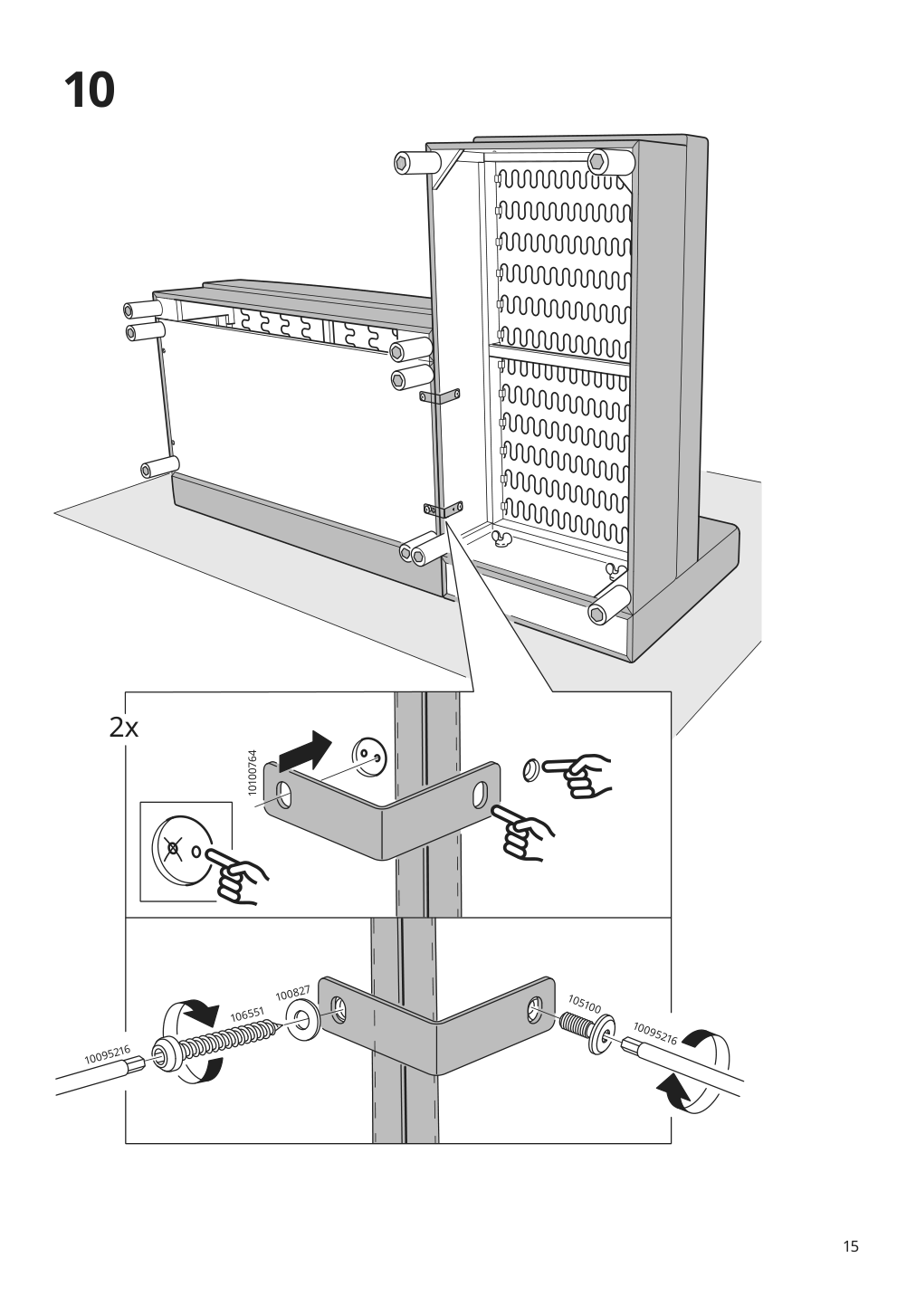 Assembly instructions for IKEA Aelvdalen 3 seat sleeper sofa with chaise knisa gray beige | Page 15 - IKEA ÄLVDALEN 3-seat sleeper sofa with chaise 105.306.69