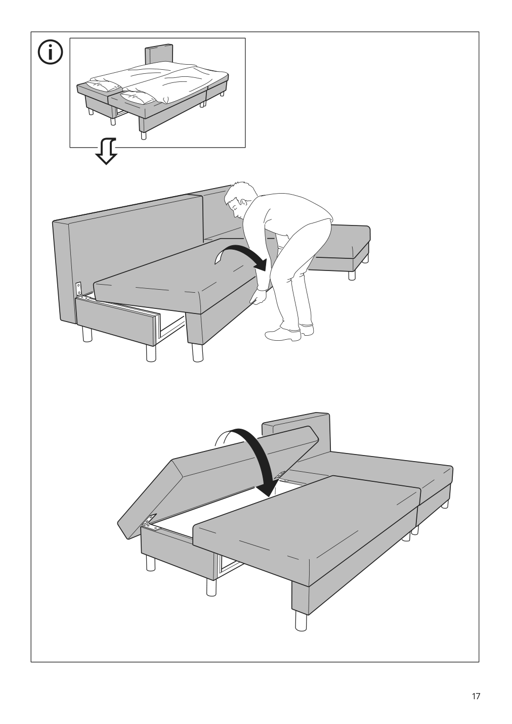 Assembly instructions for IKEA Aelvdalen 3 seat sleeper sofa with chaise knisa gray beige | Page 17 - IKEA ÄLVDALEN 3-seat sleeper sofa with chaise 105.306.69