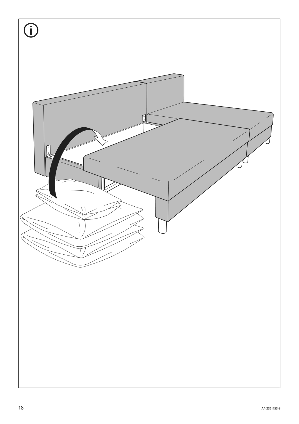 Assembly instructions for IKEA Aelvdalen 3 seat sleeper sofa with chaise knisa dark gray | Page 18 - IKEA ÄLVDALEN 3-seat sleeper sofa with chaise 205.306.64