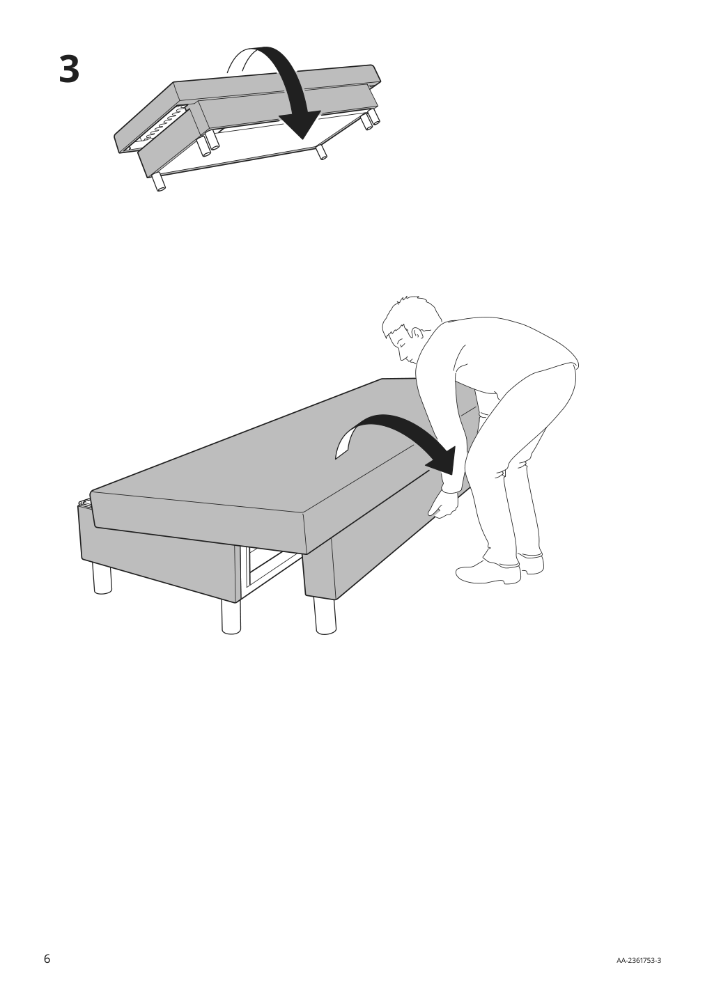 Assembly instructions for IKEA Aelvdalen 3 seat sleeper sofa with chaise knisa dark gray | Page 6 - IKEA ÄLVDALEN 3-seat sleeper sofa with chaise 205.306.64