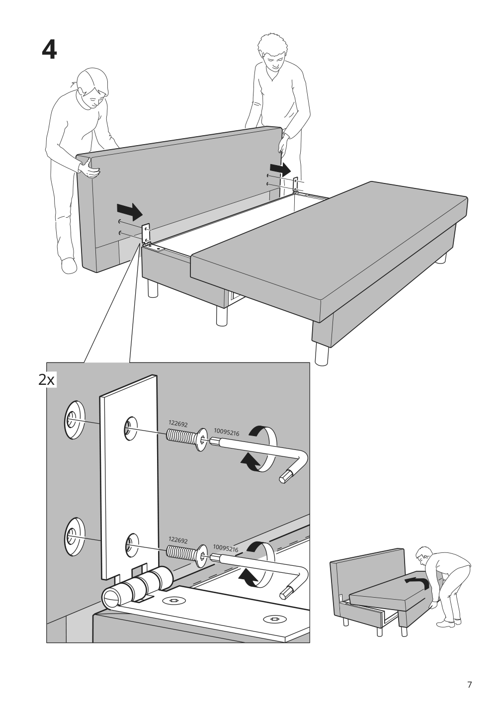 Assembly instructions for IKEA Aelvdalen 3 seat sleeper sofa with chaise knisa gray beige | Page 7 - IKEA ÄLVDALEN 3-seat sleeper sofa with chaise 105.306.69