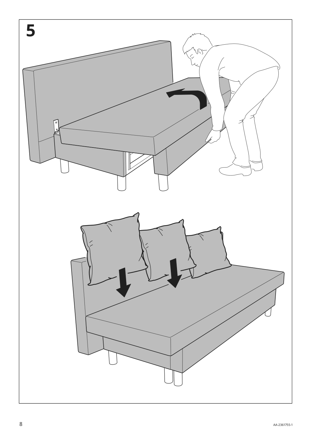 Assembly instructions for IKEA Aelvdalen sleeper sofa knisa dark gray | Page 8 - IKEA ÄLVDALEN sleeper sofa 804.625.96