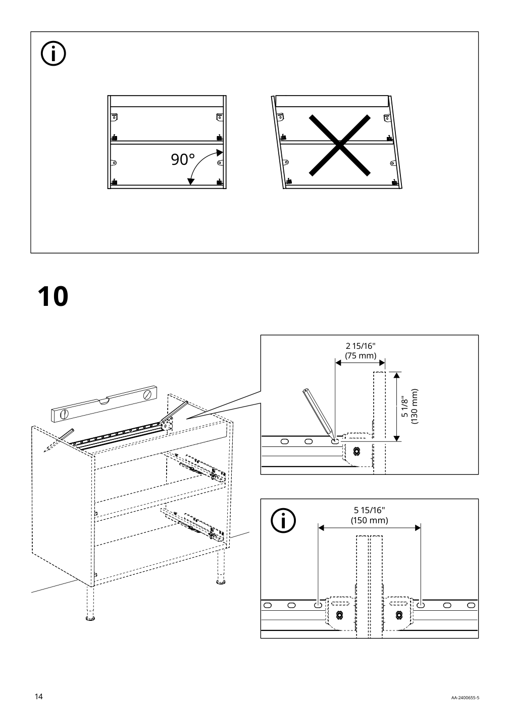 Assembly instructions for IKEA Aengsjoen bathroom vanity with drawers high gloss white | Page 14 - IKEA ÄNGSJÖN / KATTEVIK Bathroom vanity with sink & faucet 995.341.93