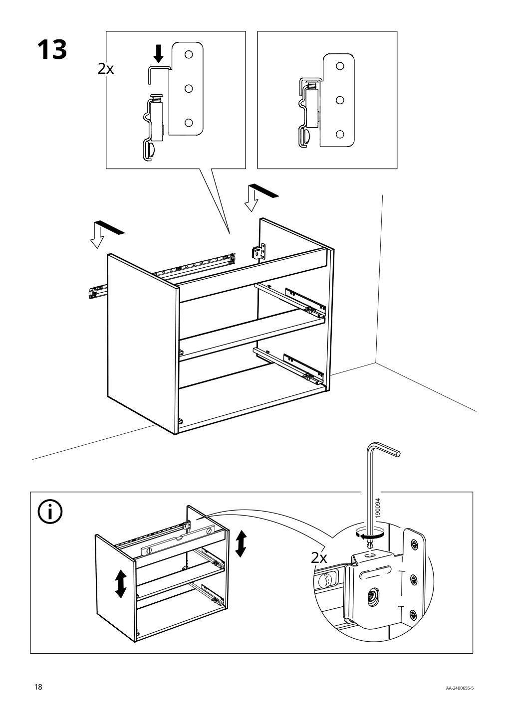 Assembly instructions for IKEA Aengsjoen bathroom vanity with drawers high gloss white | Page 18 - IKEA ÄNGSJÖN / KATTEVIK Bathroom vanity with sink & faucet 995.341.93