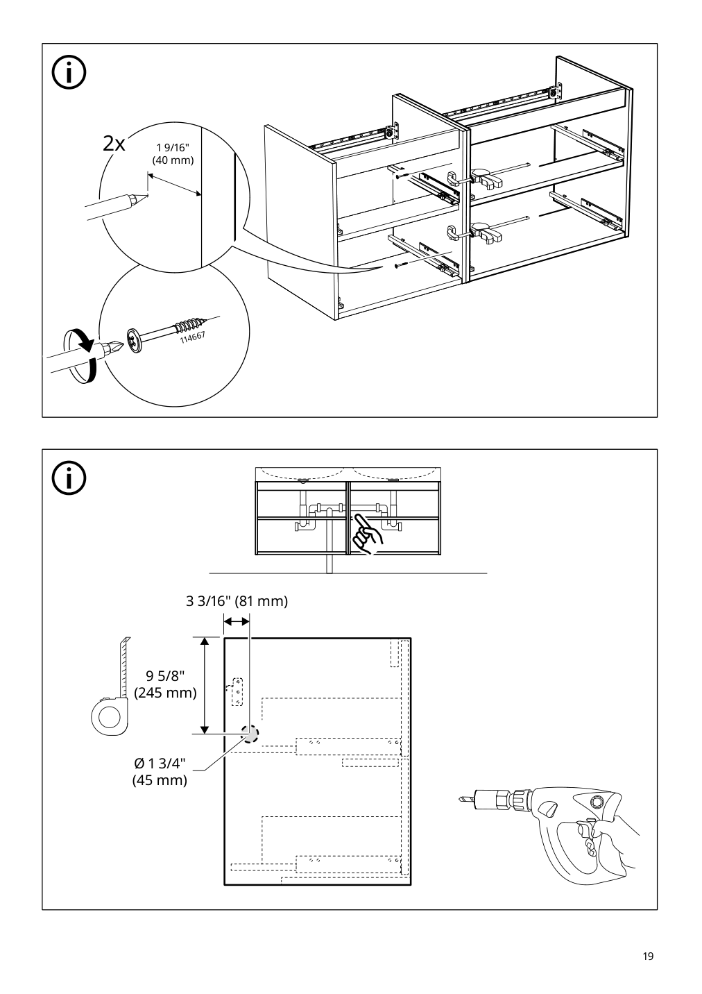 Assembly instructions for IKEA Aengsjoen bathroom vanity with drawers high gloss white | Page 19 - IKEA ÄNGSJÖN / KATTEVIK Bathroom vanity with sink & faucet 995.341.93