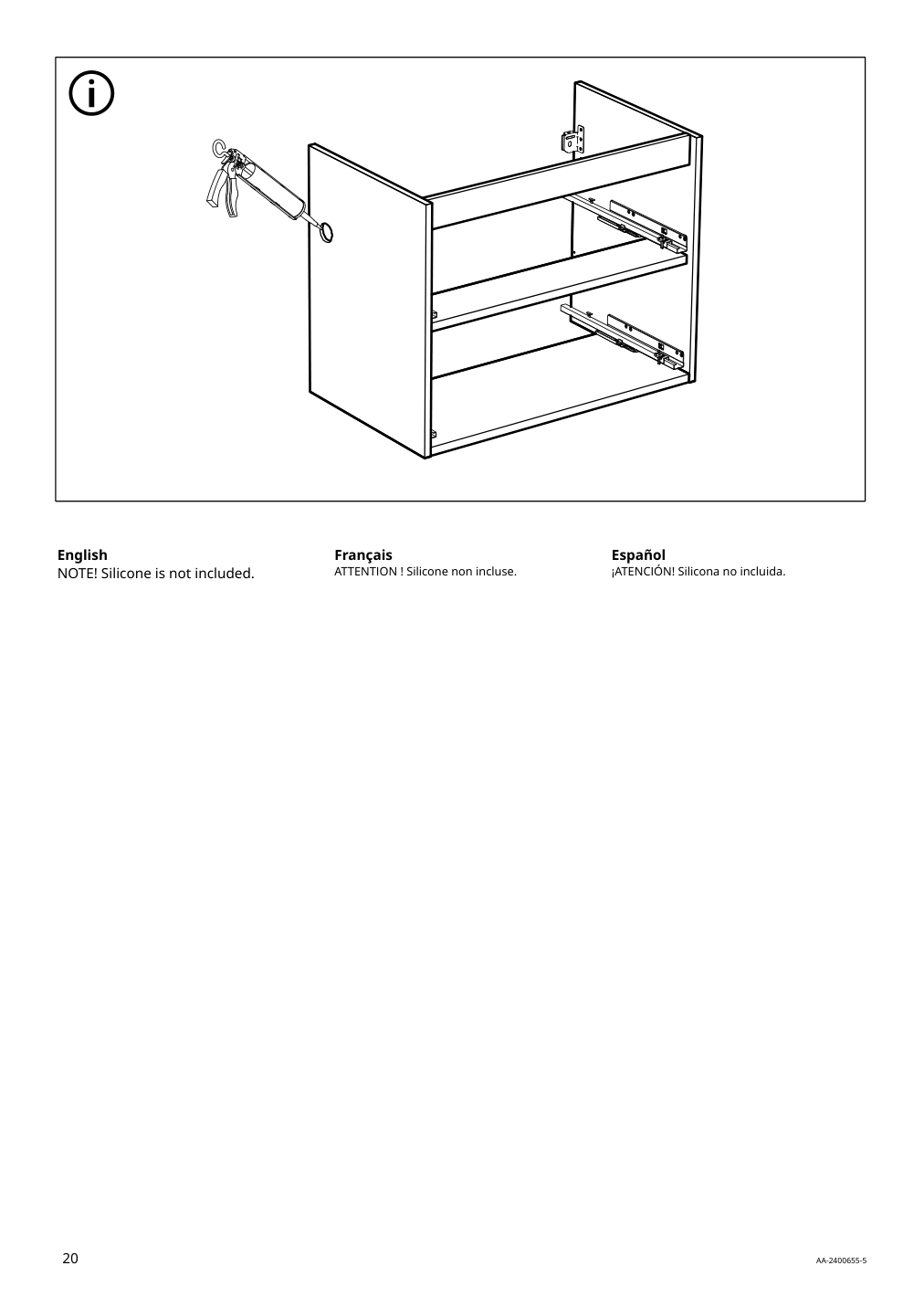 Assembly instructions for IKEA Aengsjoen bathroom vanity with drawers high gloss white | Page 20 - IKEA ÄNGSJÖN / KATTEVIK Bathroom vanity with sink & faucet 995.341.93