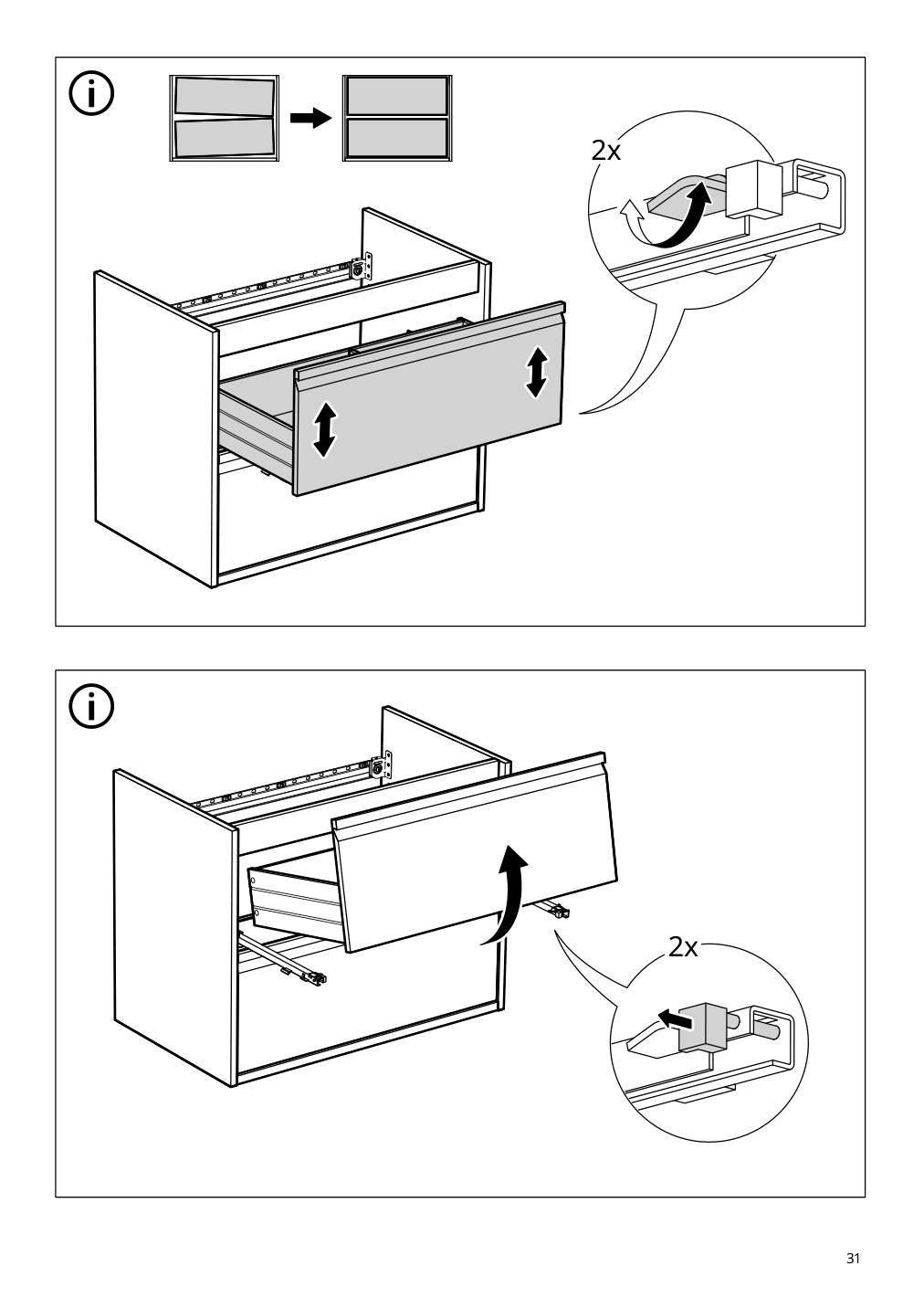 Assembly instructions for IKEA Aengsjoen bathroom vanity with drawers high gloss white | Page 31 - IKEA ÄNGSJÖN / KATTEVIK Bathroom vanity with sink & faucet 995.341.93