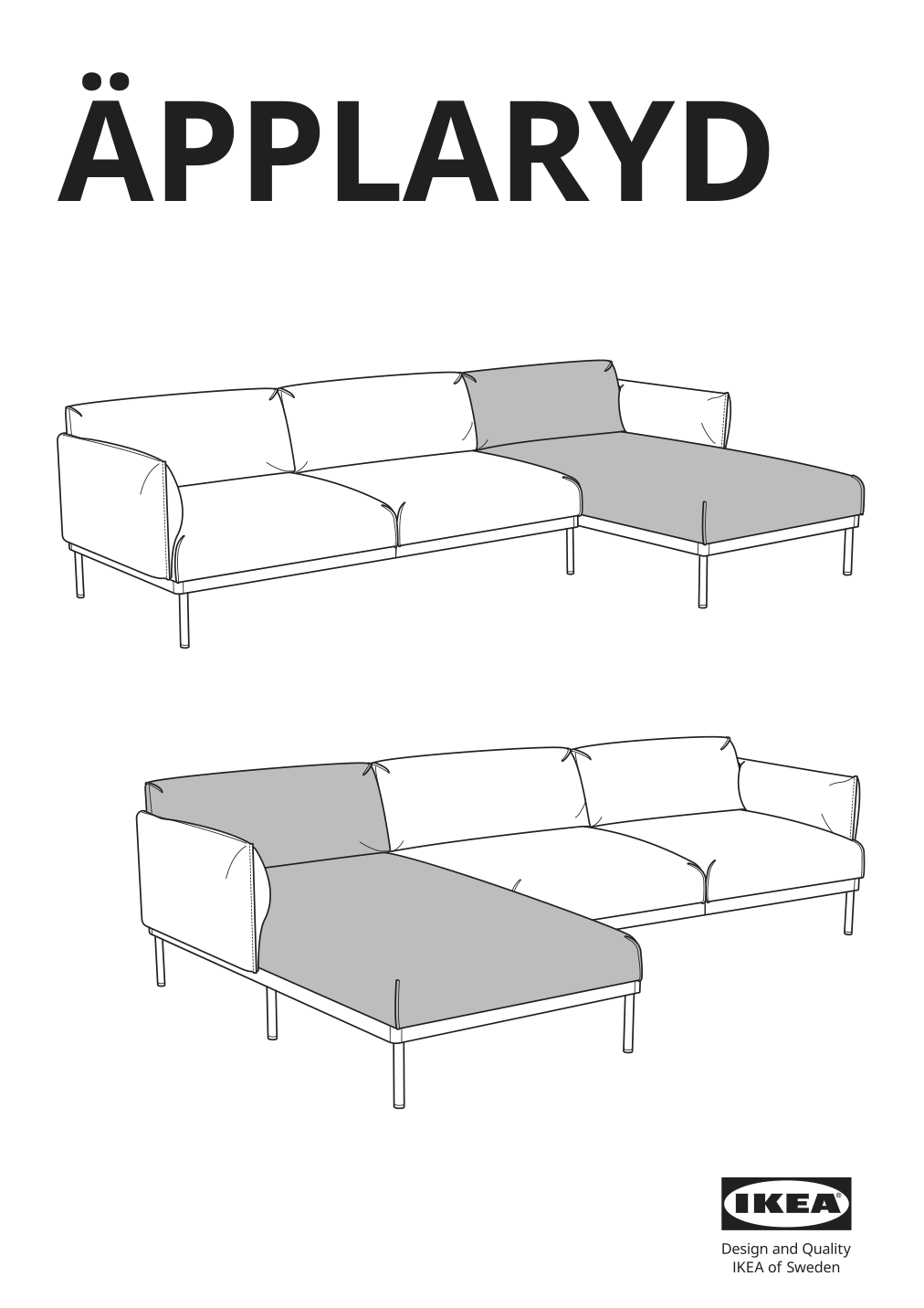 Assembly instructions for IKEA Aepplaryd chaise section djuparp dark blue | Page 1 - IKEA ÄPPLARYD chaise section 505.043.19