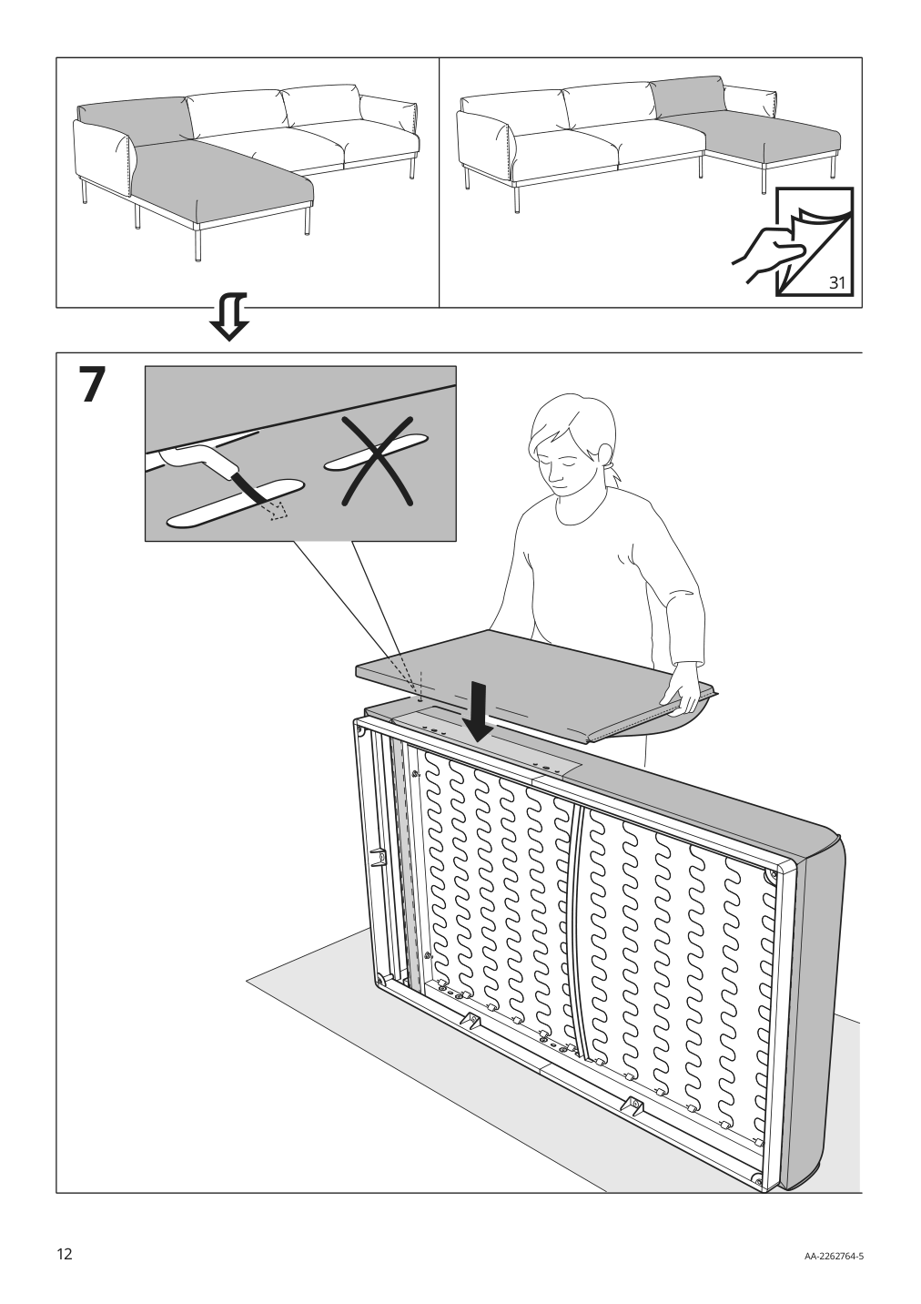 Assembly instructions for IKEA Aepplaryd chaise section lejde light gray | Page 12 - IKEA ÄPPLARYD sectional, 4-seat with chaise 994.295.40