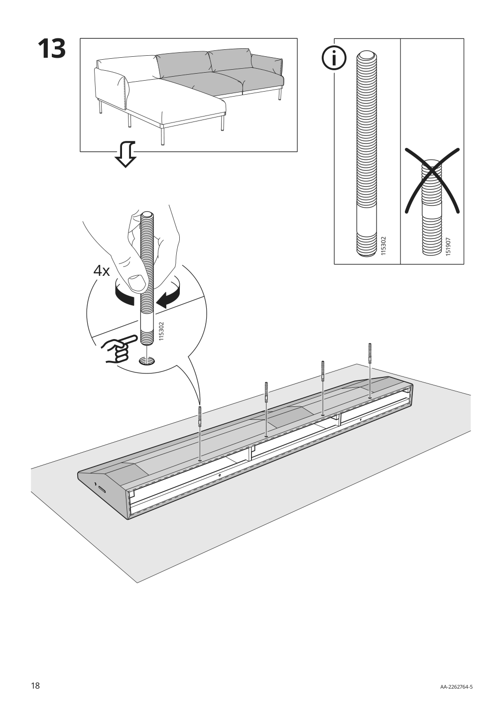 Assembly instructions for IKEA Aepplaryd chaise section lejde light gray | Page 18 - IKEA ÄPPLARYD chaise section 205.062.68