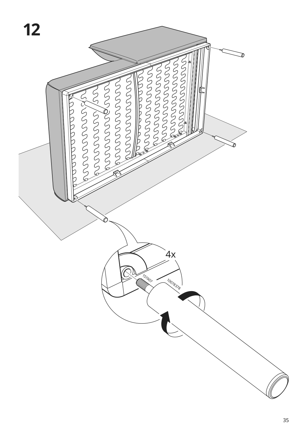 Assembly instructions for IKEA Aepplaryd chaise section djuparp red brown | Page 35 - IKEA ÄPPLARYD sofa with chaise 294.180.69