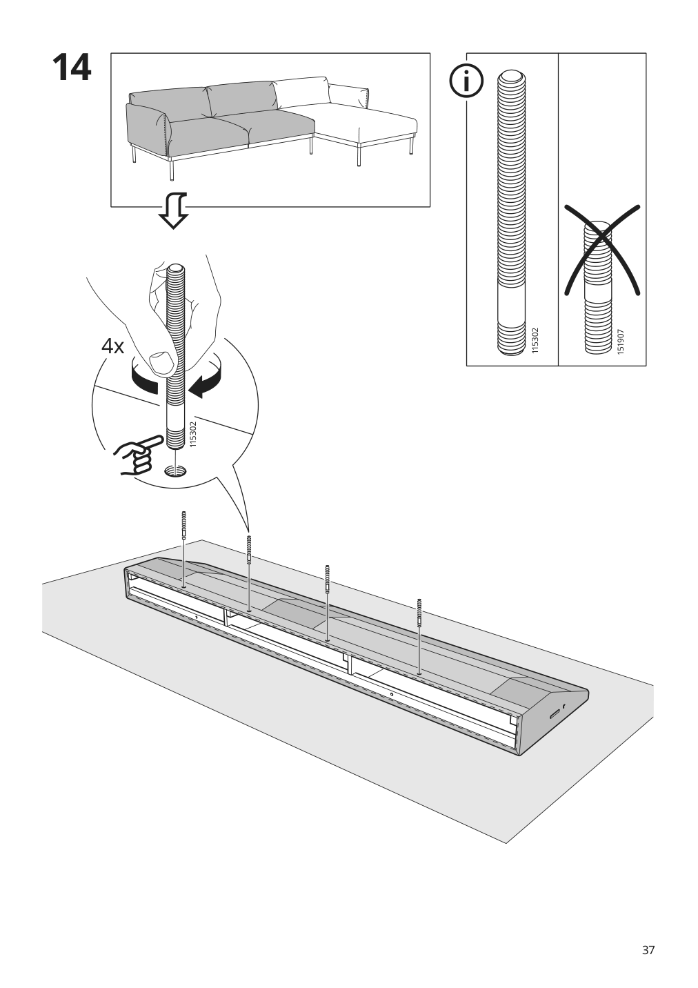 Assembly instructions for IKEA Aepplaryd chaise section lejde light gray | Page 37 - IKEA ÄPPLARYD sectional, 4-seat with chaise 994.295.40