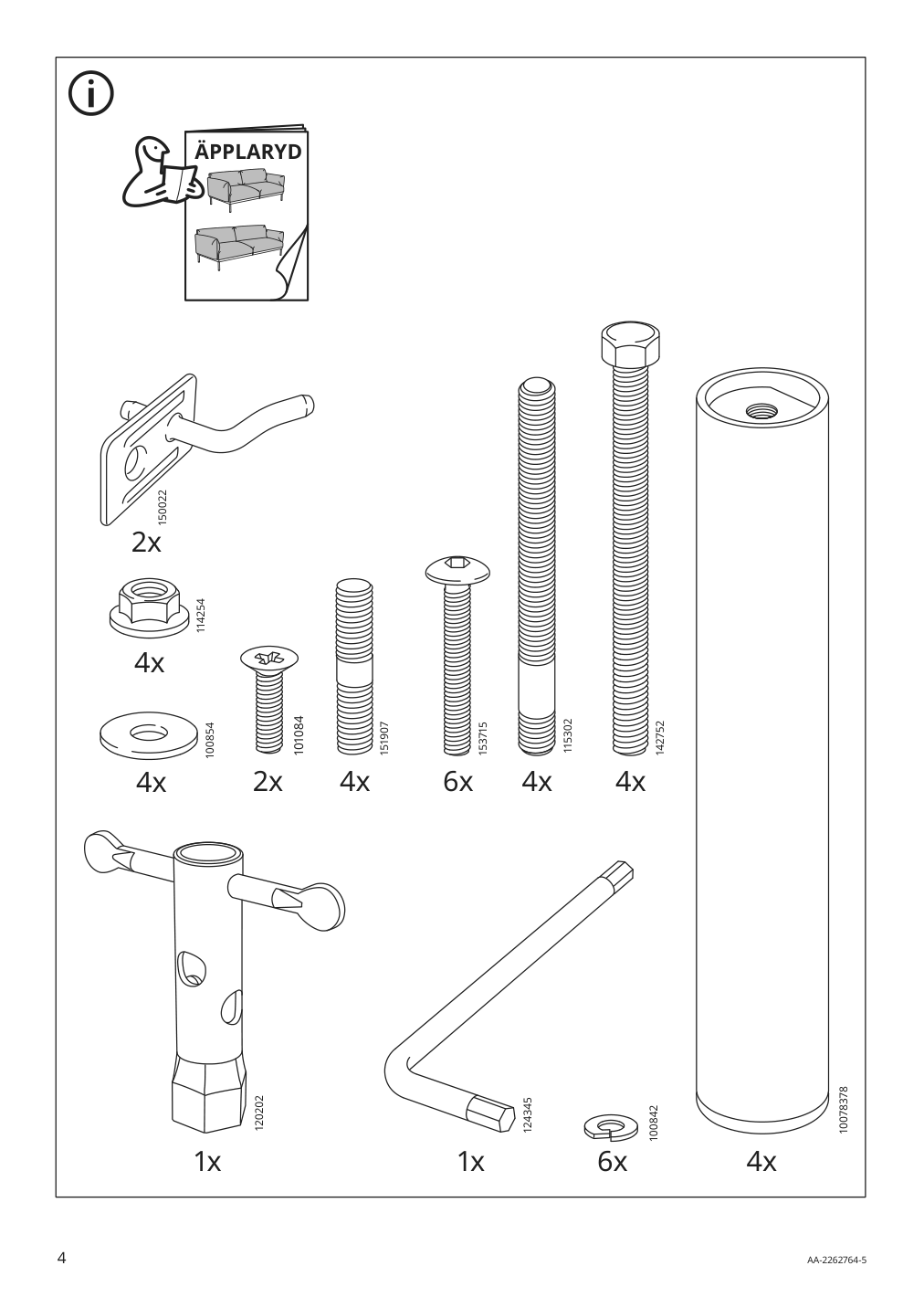 Assembly instructions for IKEA Aepplaryd chaise section djuparp dark blue | Page 4 - IKEA ÄPPLARYD sofa with chaise 194.180.41