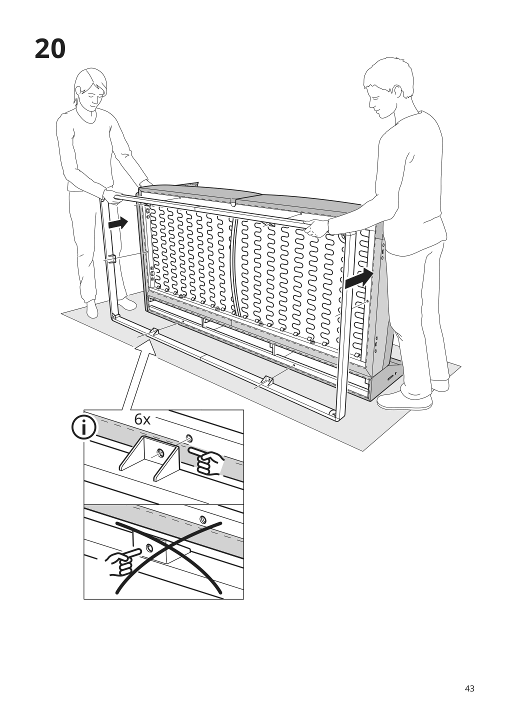 Assembly instructions for IKEA Aepplaryd chaise section lejde gray black | Page 43 - IKEA ÄPPLARYD sectional, 4-seat with chaise 994.295.35