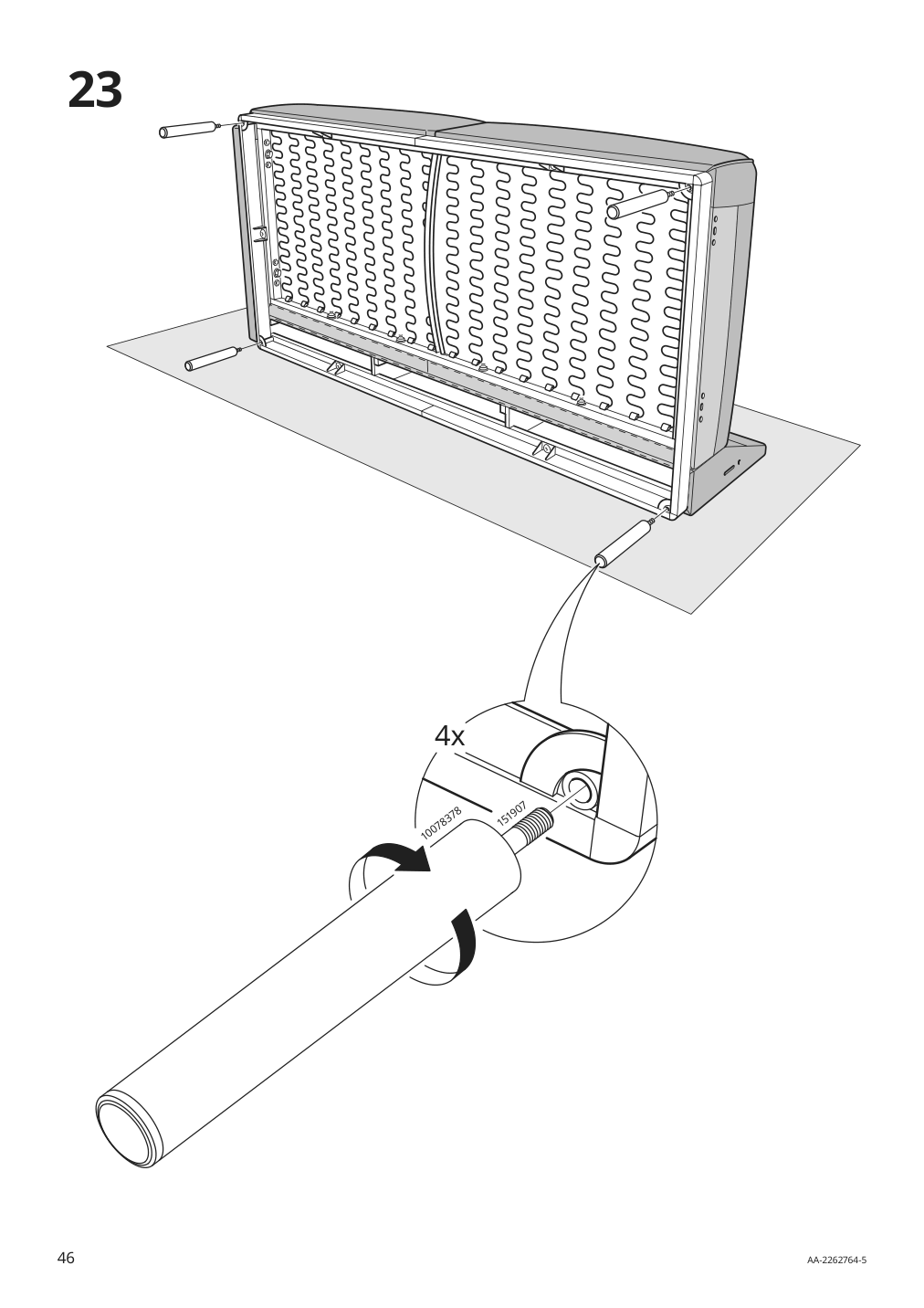 Assembly instructions for IKEA Aepplaryd chaise section lejde gray black | Page 46 - IKEA ÄPPLARYD sectional, 4-seat with chaise 994.295.35