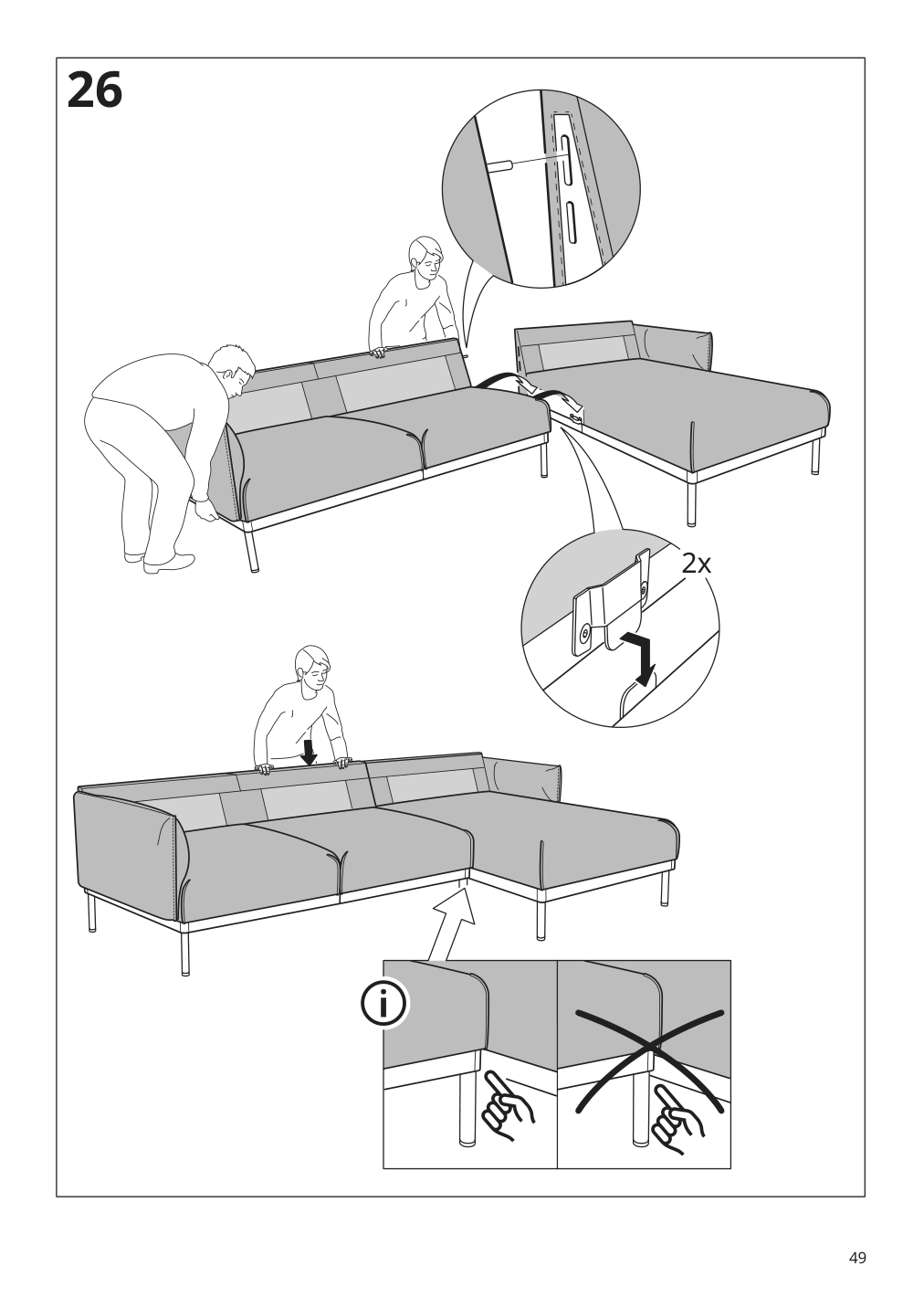 Assembly instructions for IKEA Aepplaryd chaise section djuparp red brown | Page 49 - IKEA ÄPPLARYD sofa with chaise 294.180.69