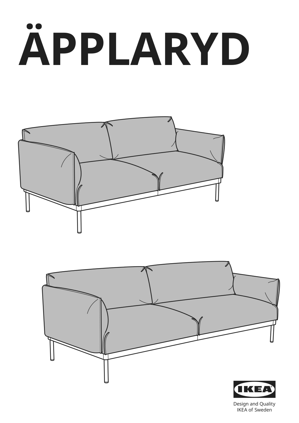 Assembly instructions for IKEA Aepplaryd sofa djuparp dark blue | Page 1 - IKEA ÄPPLARYD sectional, 4-seat with chaise 094.295.30