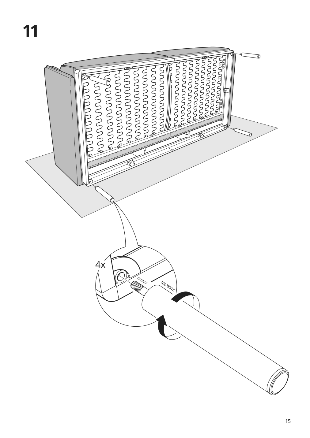 Assembly instructions for IKEA Aepplaryd sofa lejde light gray | Page 15 - IKEA ÄPPLARYD sectional, 4-seat with chaise 994.295.40