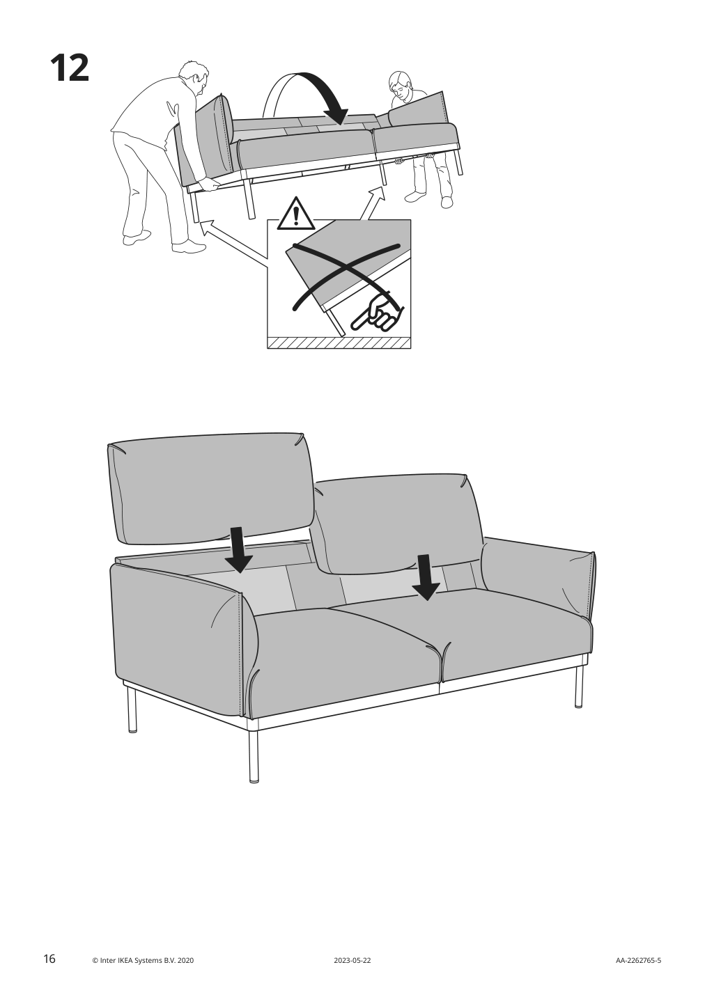 Assembly instructions for IKEA Aepplaryd sofa lejde light gray | Page 16 - IKEA ÄPPLARYD sectional, 4-seat with chaise 994.295.40