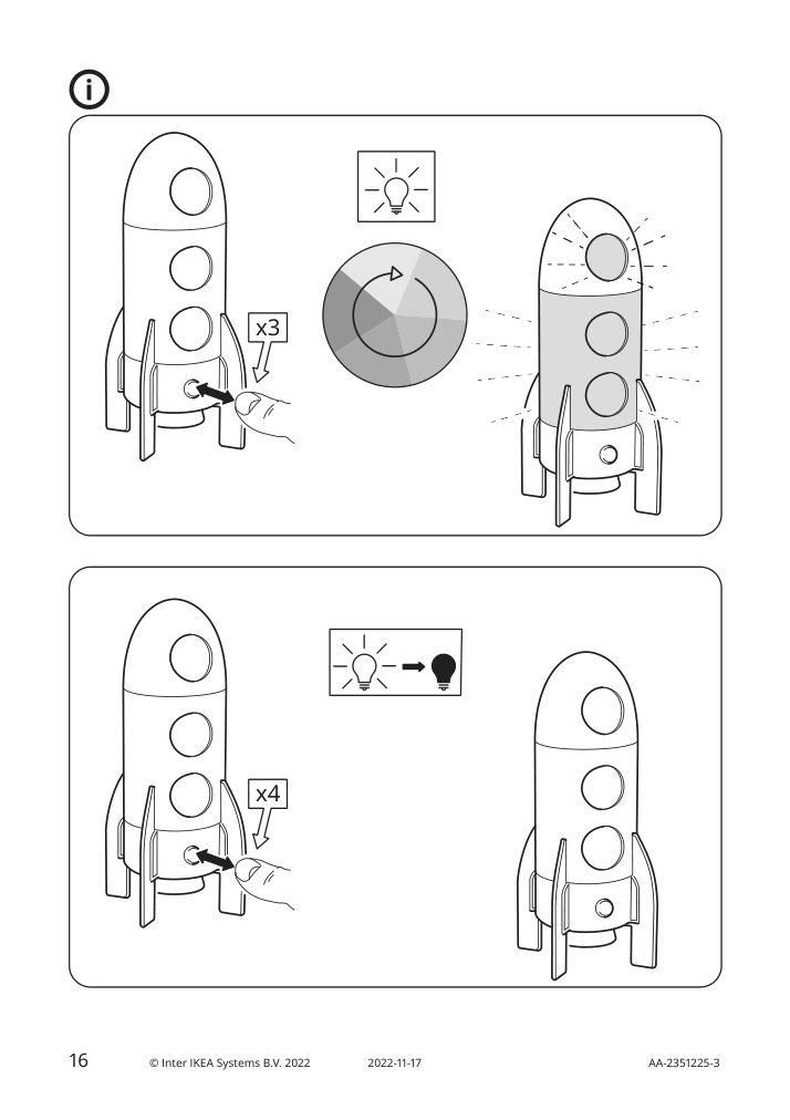 Assembly instructions for IKEA Aftonsparv led table lamp rocket multicolor | Page 16 - IKEA AFTONSPARV LED table lamp 005.552.26