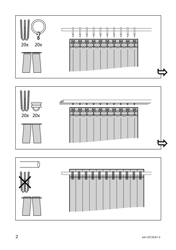 Assembly instructions for IKEA Aina curtains 1 pair blue | Page 2 - IKEA AINA curtains, 1 pair 003.288.75