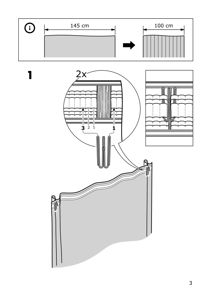 Assembly instructions for IKEA Aina curtains 1 pair blue | Page 3 - IKEA AINA curtains, 1 pair 003.288.75