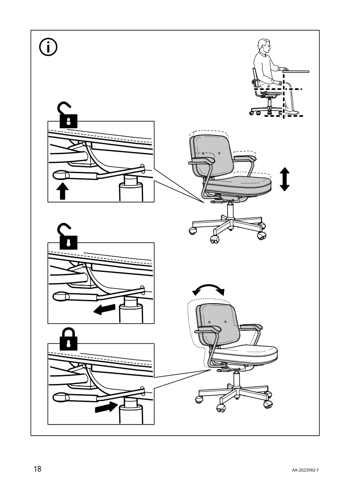 Assembly instructions for IKEA Alefjaell office chair glose black | Page 18 - IKEA ALEFJÄLL office chair 703.674.58