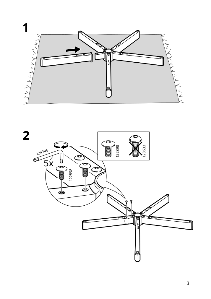 Assembly instructions for IKEA Alefjaell office chair glose black | Page 3 - IKEA ALEFJÄLL office chair 703.674.58