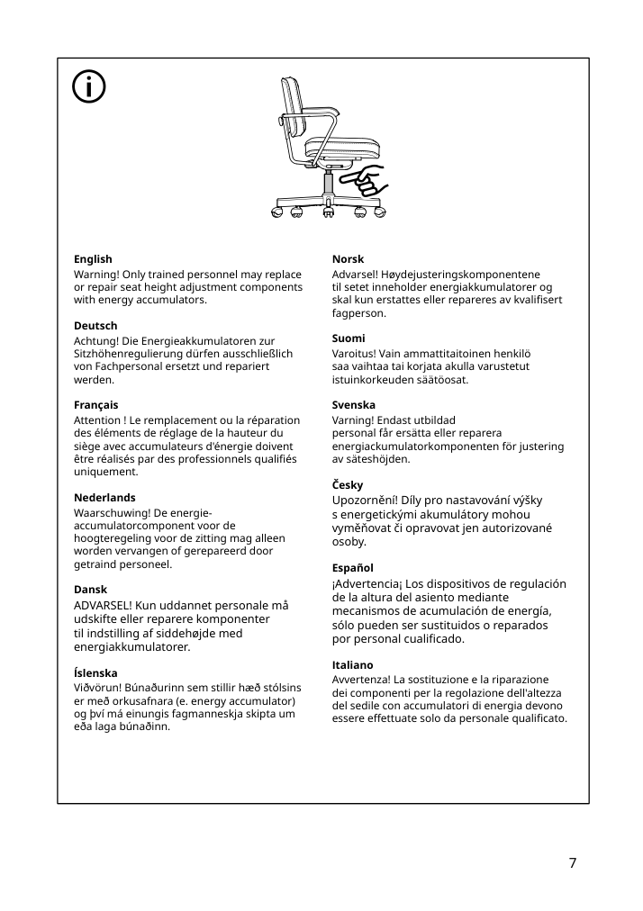 Assembly instructions for IKEA Alefjaell office chair glose black | Page 7 - IKEA ALEFJÄLL office chair 703.674.58