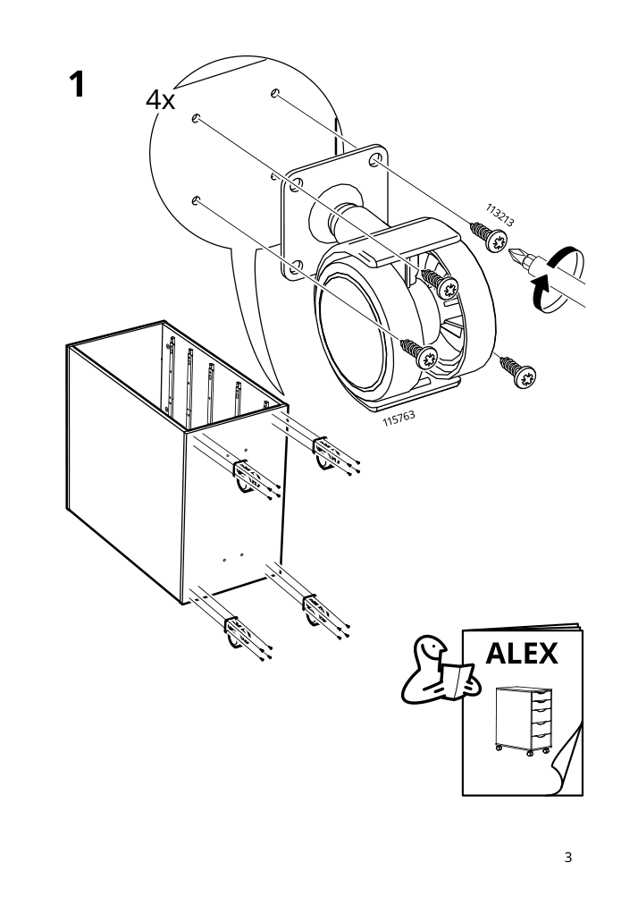 Assembly instructions for IKEA Alex caster black | Page 3 - IKEA ALEX caster 104.806.07