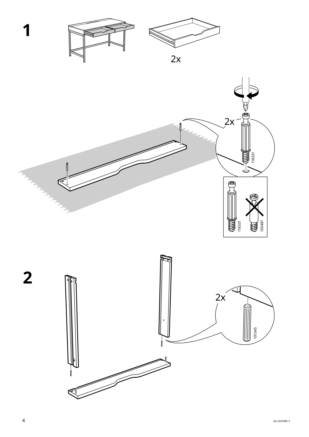 Assembly instructions for IKEA Alex desk gray turquoise | Page 4 - IKEA ALEX desk 804.838.05