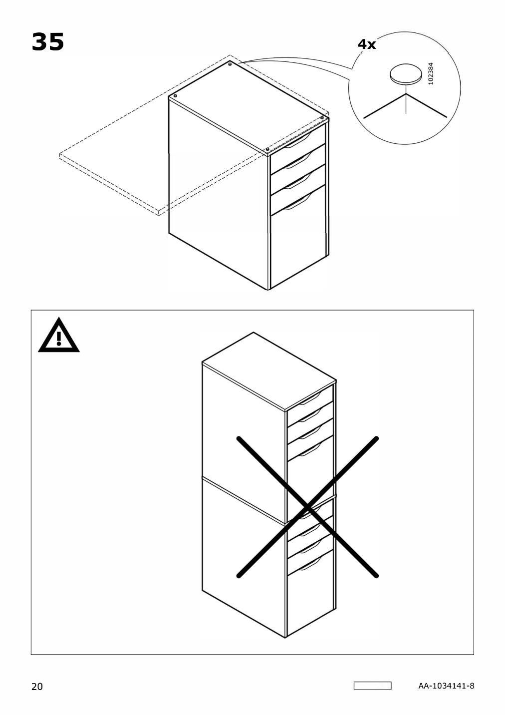 Assembly instructions for IKEA Alex drawer unit drop file storage white | Page 20 - IKEA ALEX drawer unit/drop file storage 505.081.76