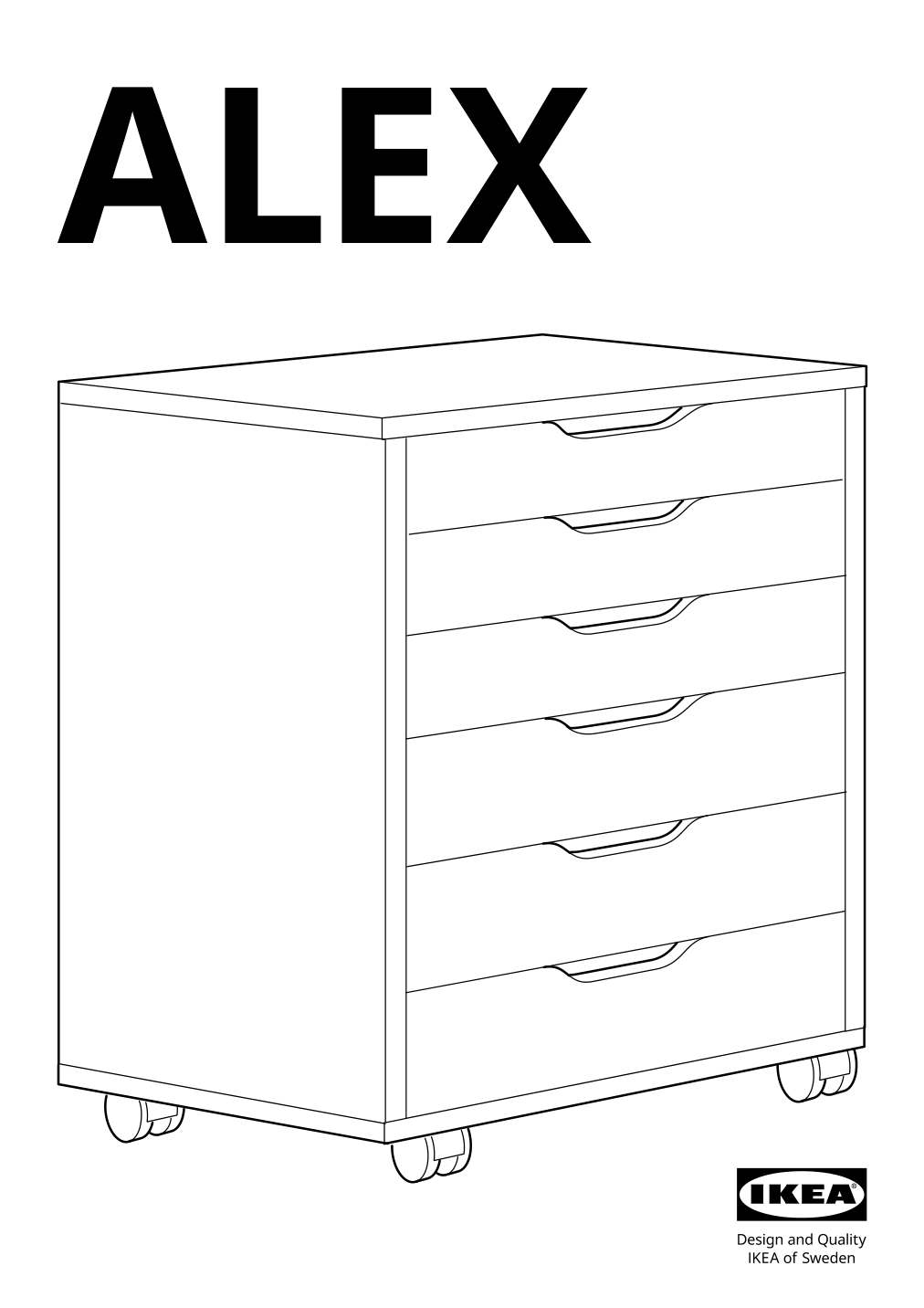 Assembly instructions for IKEA Alex drawer unit on casters white | Page 1 - IKEA ALEX drawer unit on casters 804.854.23