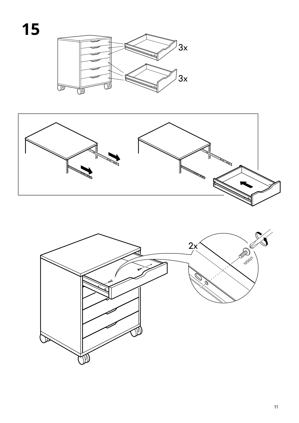 Assembly instructions for IKEA Alex drawer unit on casters white | Page 11 - IKEA ALEX drawer unit on casters 804.854.23