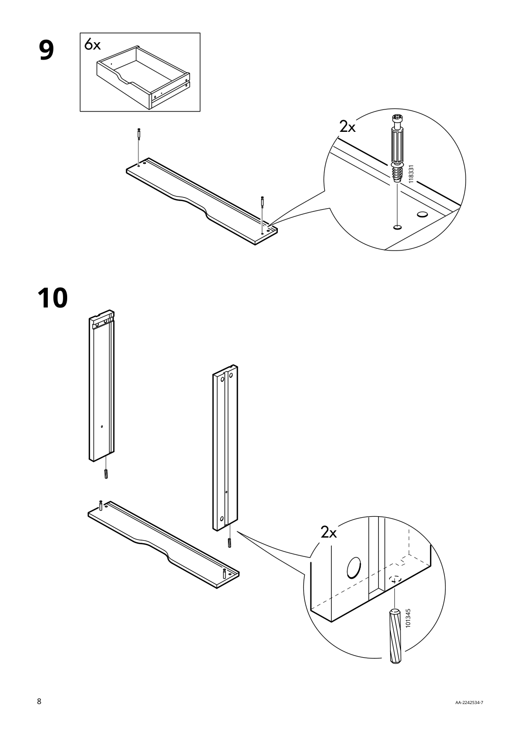 Assembly instructions for IKEA Alex drawer unit on casters white | Page 8 - IKEA ALEX drawer unit on casters 804.854.23