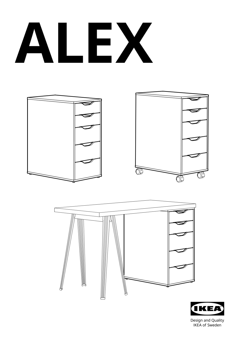 Assembly instructions for IKEA Alex drawer unit white | Page 1 - IKEA LAGKAPTEN / ALEX desk 294.176.87