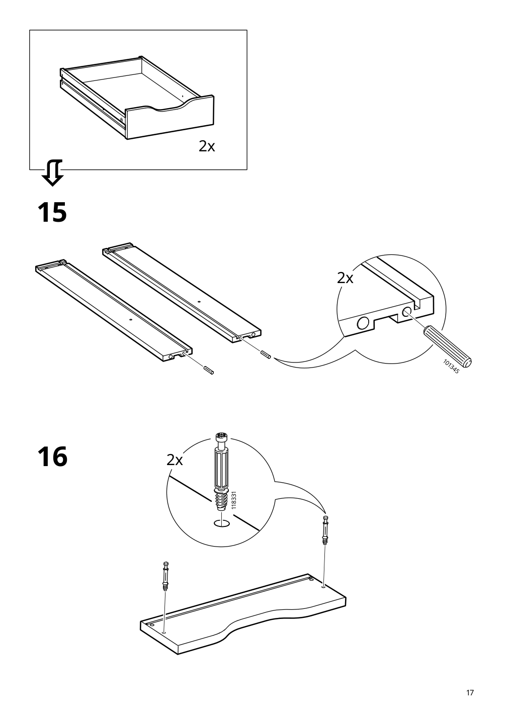 Assembly instructions for IKEA Alex drawer unit white | Page 17 - IKEA MITTCIRKEL / ALEX desk 495.086.86