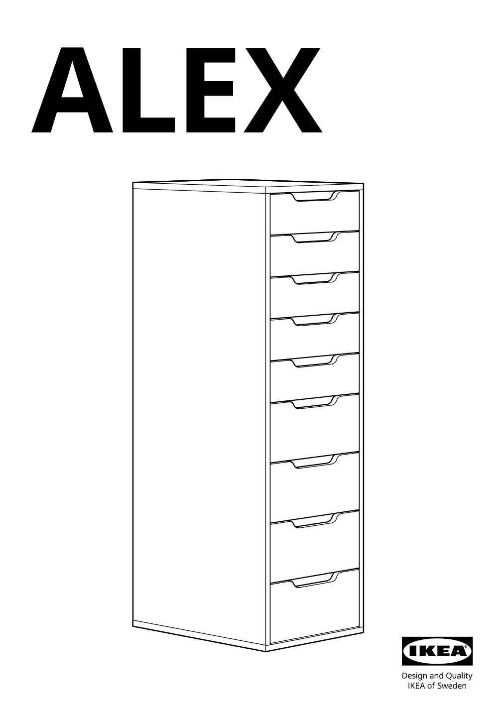 Assembly instructions for IKEA Alex drawer unit with 9 drawers white | Page 1 - IKEA ALEX drawer unit with 9 drawers 904.861.39