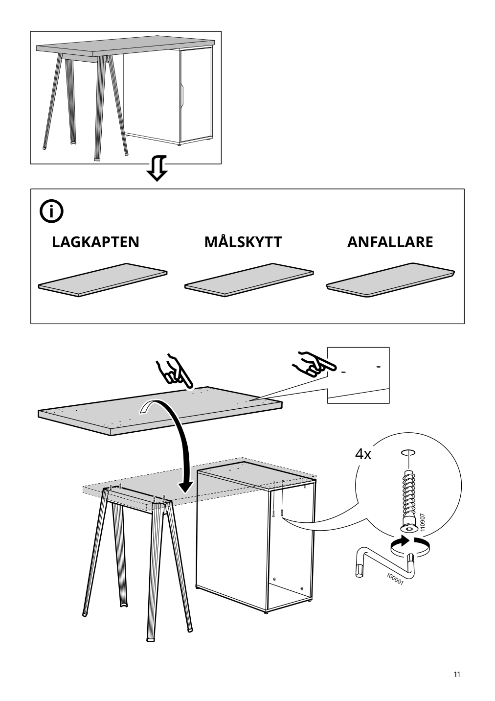 Assembly instructions for IKEA Alex storage unit white | Page 11 - IKEA MITTCIRKEL / ALEX desk 895.217.18