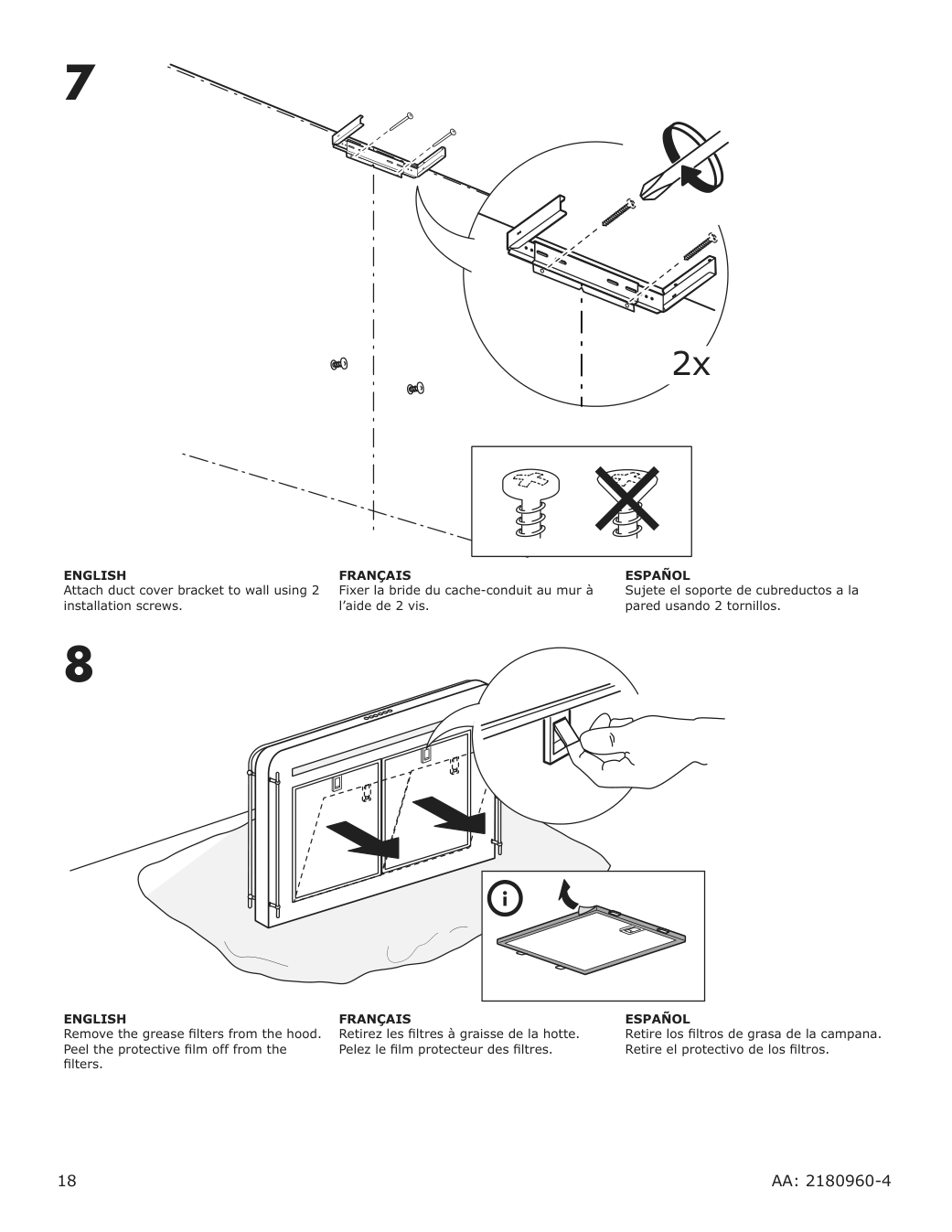 Assembly instructions for IKEA Allmaenbildad wall mounted range hood stainless steel | Page 18 - IKEA ALLMÄNBILDAD wall mounted range hood 704.621.44