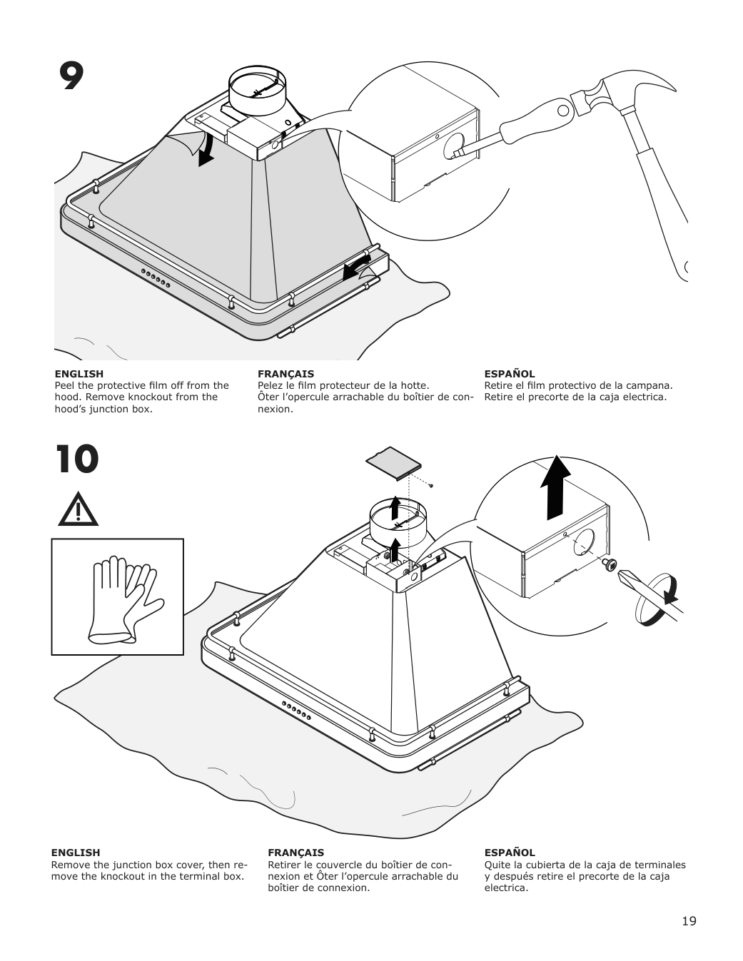 Assembly instructions for IKEA Allmaenbildad wall mounted range hood stainless steel | Page 19 - IKEA ALLMÄNBILDAD wall mounted range hood 704.621.44