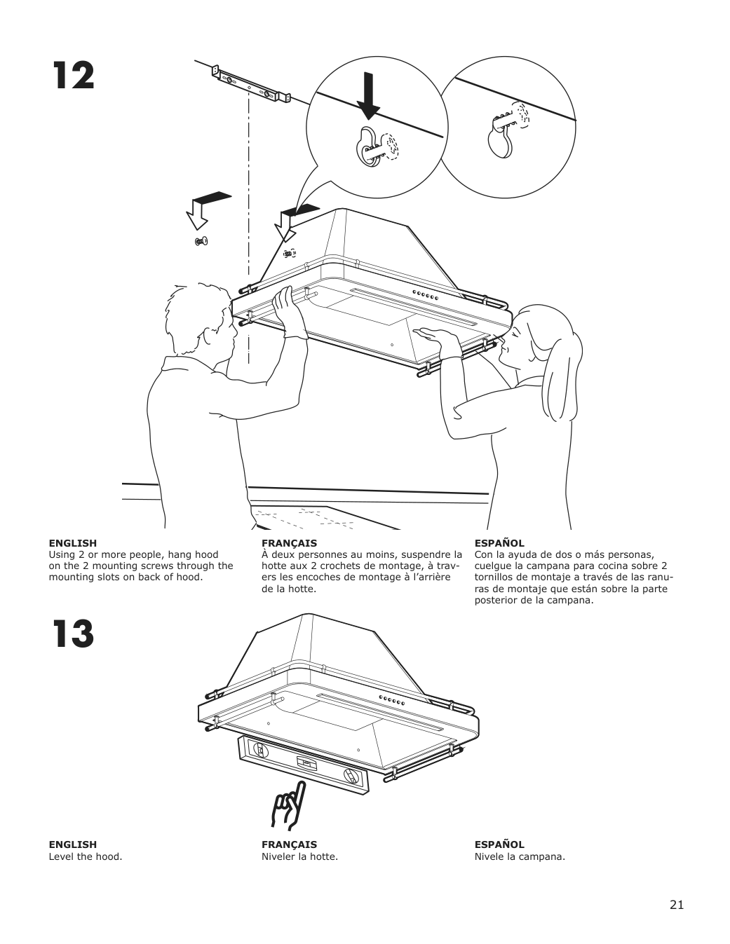 Assembly instructions for IKEA Allmaenbildad wall mounted range hood stainless steel | Page 21 - IKEA ALLMÄNBILDAD wall mounted range hood 704.621.44